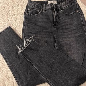 crvy high rise vintage straight jean black